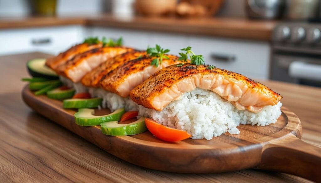 baked salmon sushi