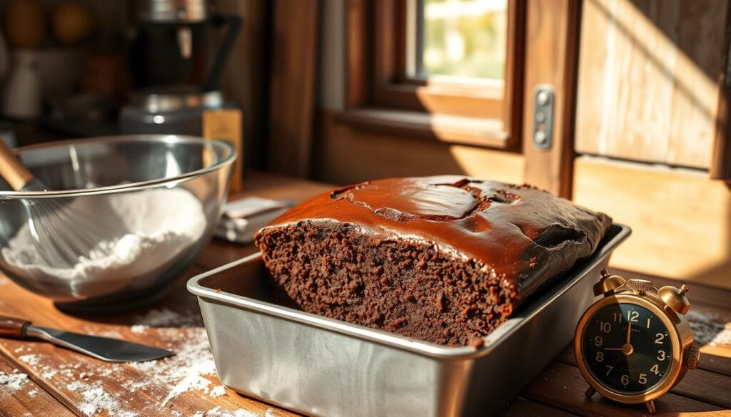 chocolate cake baking