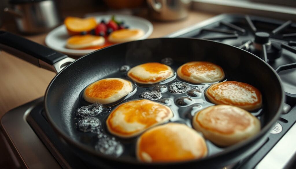 cooking mini pancakes