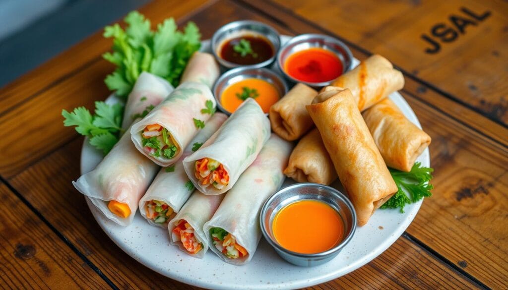 spring rolls and egg rolls