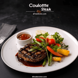 A perfectly cooked coulotte steak, served with a rich sear and tender interior, garnished with fresh herbs and accompanied by complementary sides, highlighting its juicy texture and bold flavors.