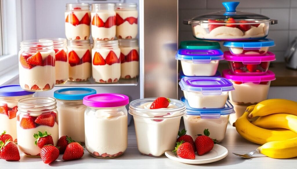 Dessert storage techniques for strawberry banana pudding