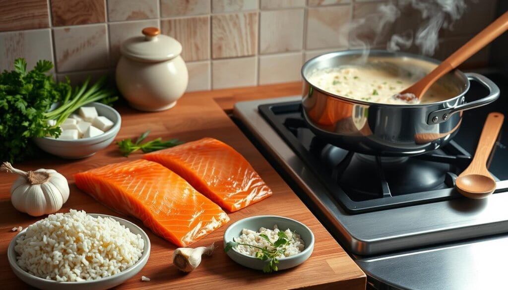 Salmon Risotto Preparation