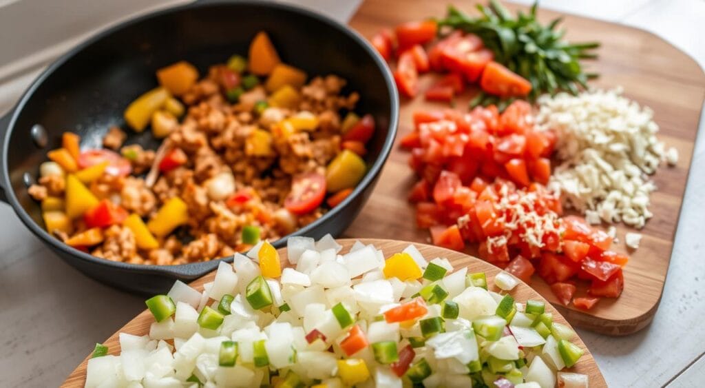 Stuffed Pepper Filling Preparation