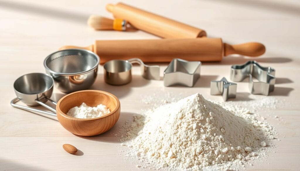 almond flour and baking tools