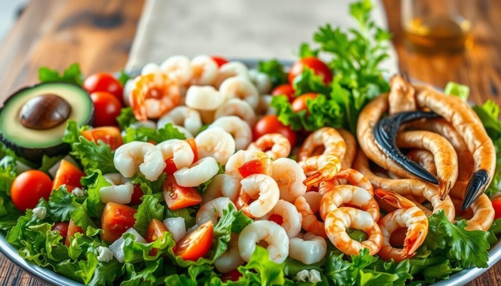 Fresh Salad Ingredients and Quality Seafood Fresh Salad Ingredients and Quality Seafood