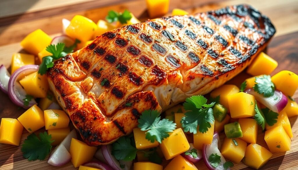 Grilled Salmon with Fresh Mango Salsa Grilled Salmon with Fresh Mango Salsa