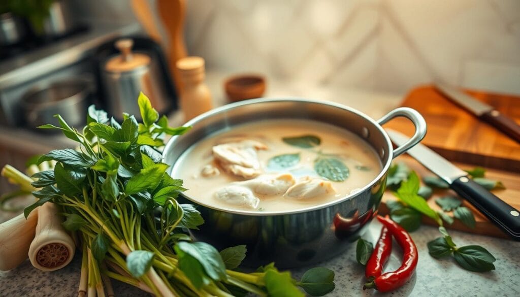 Thai Coconut Chicken Soup Cooking Process Thai Coconut Chicken Soup Cooking Process