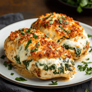 Cheesy Spinach Stuffed Chicken