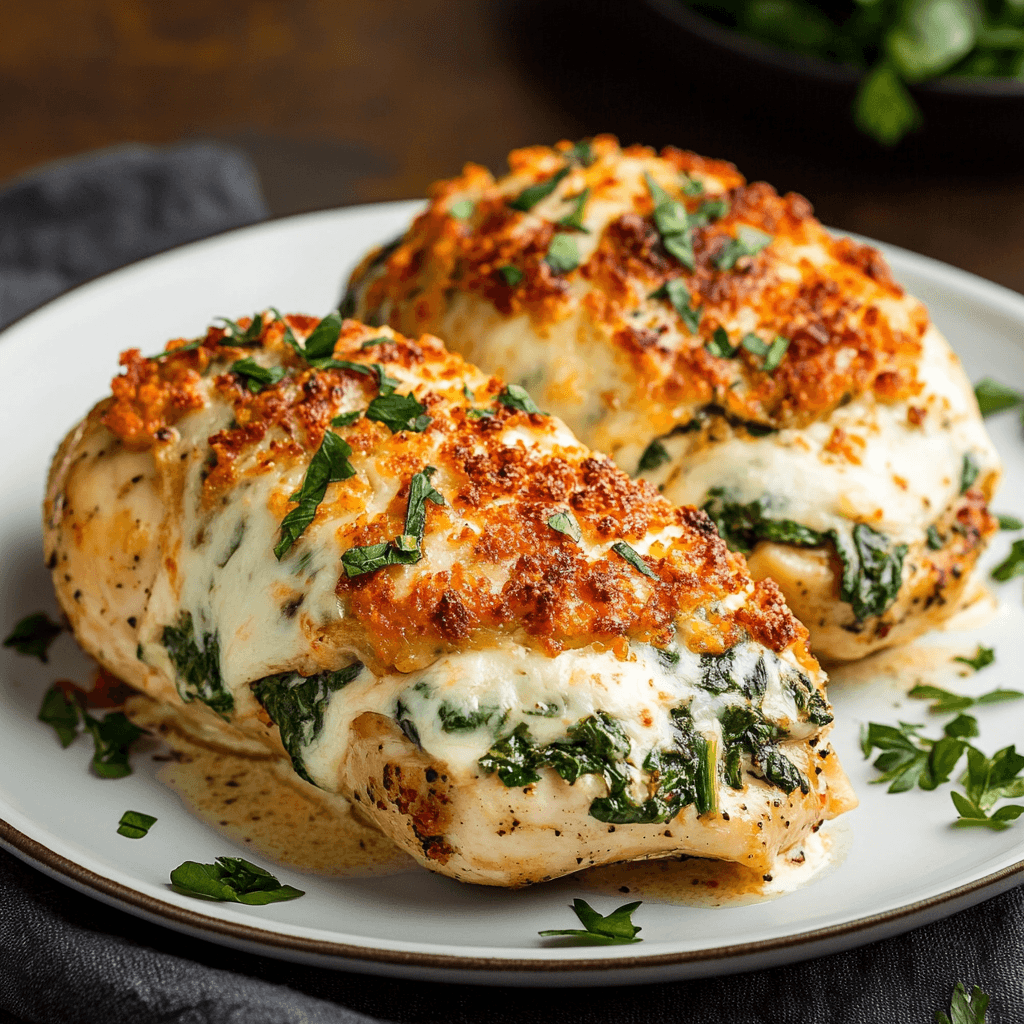 Cheesy Spinach Stuffed Chicken