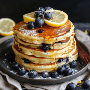 Fluffy Lemon Blueberry Pancakes