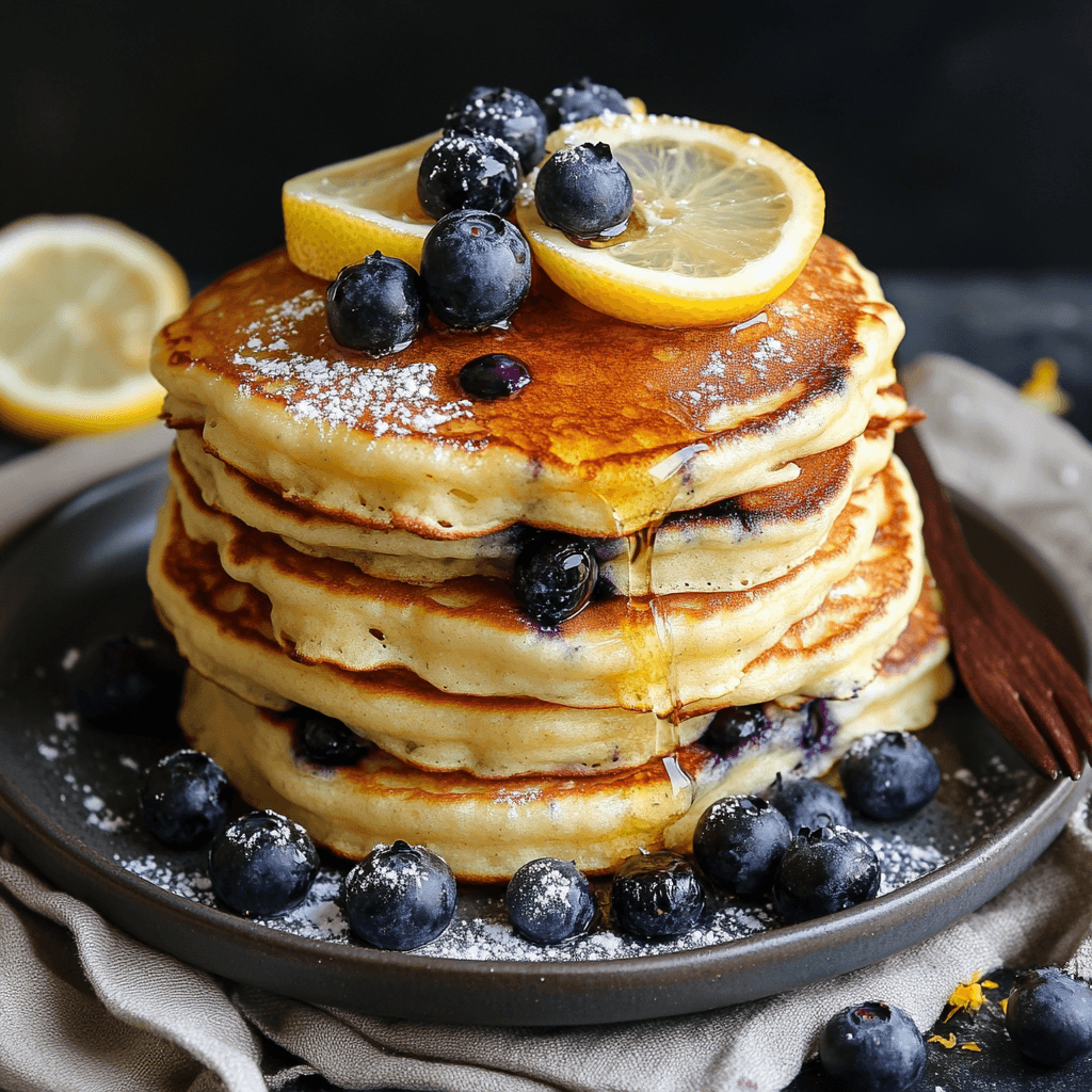 Fluffy Lemon Blueberry Pancakes