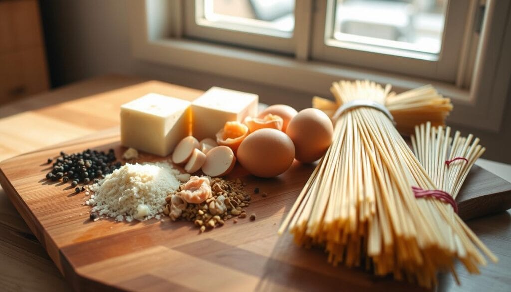 Carbonara ingredients preparation Carbonara ingredients preparation