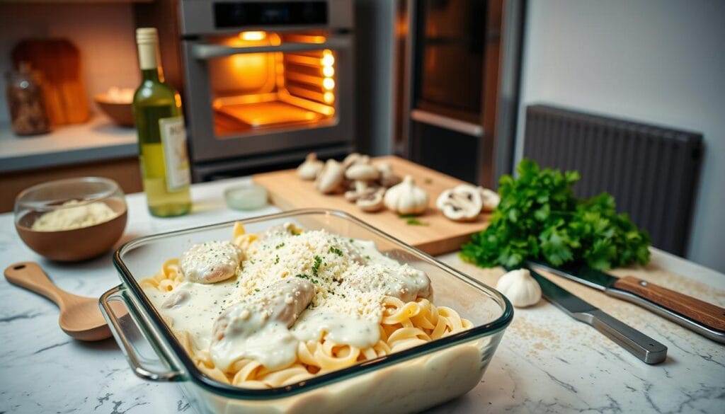 Chicken Alfredo Bake Preparation Chicken Alfredo Bake Preparation